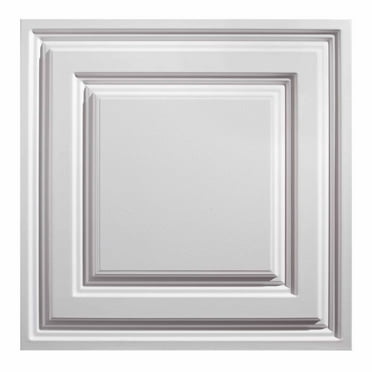 Genesis 2’ x 2’ Icon Relief (12 Pack) Waterproof, Fire-Rated PVC, Washable, Easy Drop-In Installation, White Solid Through Color