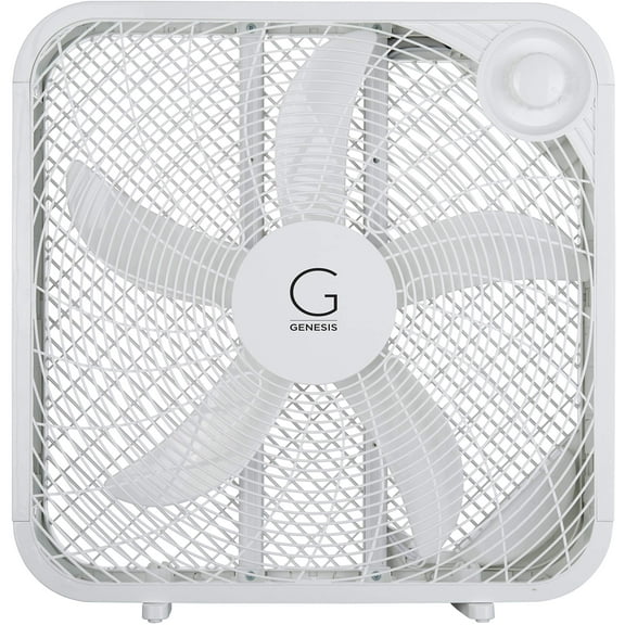 Genesis 3-Speed Box Fan With Max Cooling Technology, 20", White