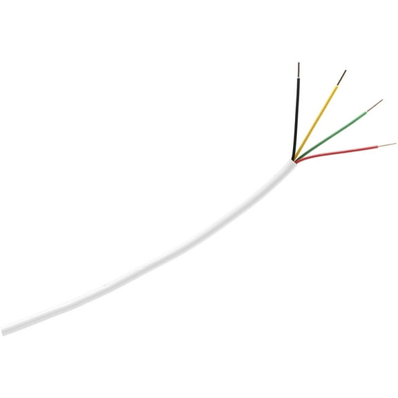 Genesis 21035801 Solid Jacketed CMR Speed Cable, White, 22 AWG Solid Bare Copper, 4 Conductors, 500 Feet, Operating Voltage Up to 300V Max, 0.12" Diameter