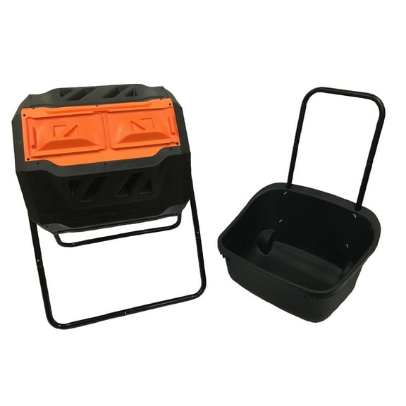 Genesis 42 Gallon Dual Composting Tumbler with MAZE Composting Cart
