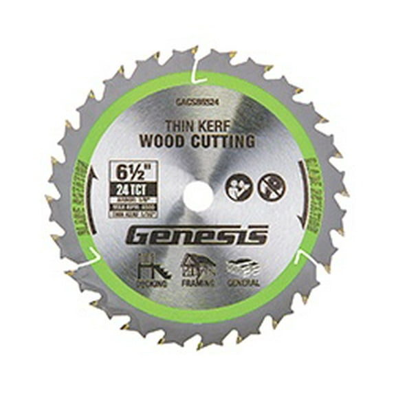 Genesis 6-1/2" Thin-Kerf 24T Circular Saw Blade for Genesis GLCS2065B Cordless Circular Saw