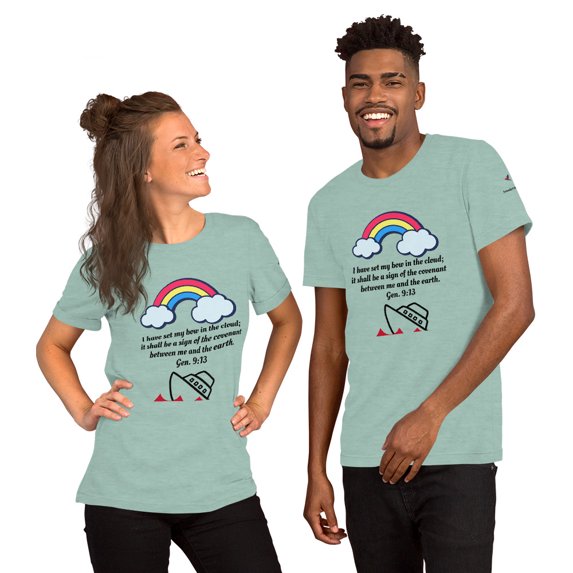 Genesis 9:13 Rainbow Unisex Biblical t-shirt (Heather Prism Dusty Blue, 2XL)
