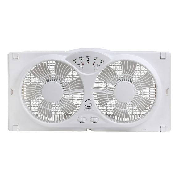 Genesis A1 High-Velocity 9" Window Fan With Thermostat, 12"H x 24"W x 4"D, White