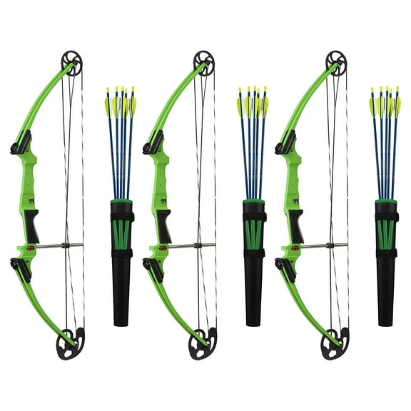 Genesis Archery Left-Handed Compound Bow Archery Kit, Green (3 Pack)