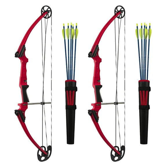 Genesis Archery Left-Handed Compound Bow Archery Kit, Red (2 Pack)
