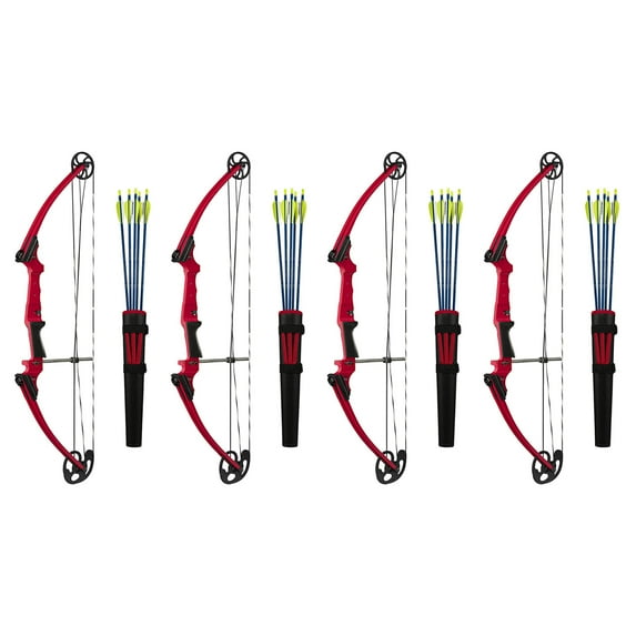 Genesis Archery Left-Handed Compound Bow Archery Kit, Red (4 Pack)