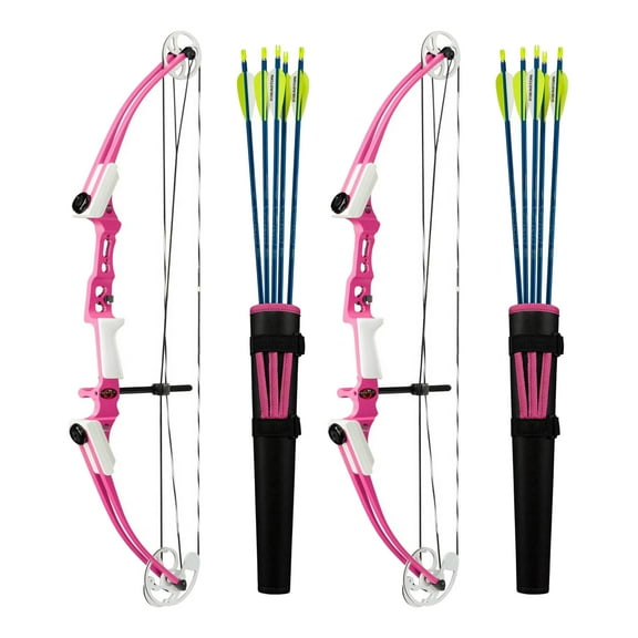 Genesis Archery Mini Compound Bow Archery Right Hand Set, Pink (2 Pack)