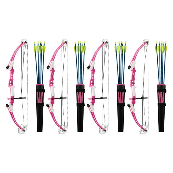Genesis Archery Mini Compound Bow Archery Right Hand Set, Pink (4 Pack)