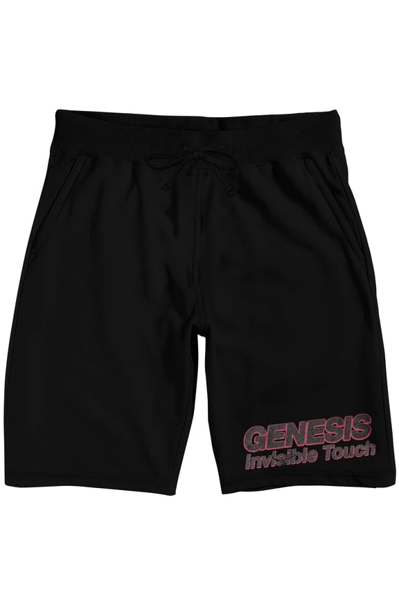Genesis Band Logo Men's Black Lounge Shorts With Drawstring-Large