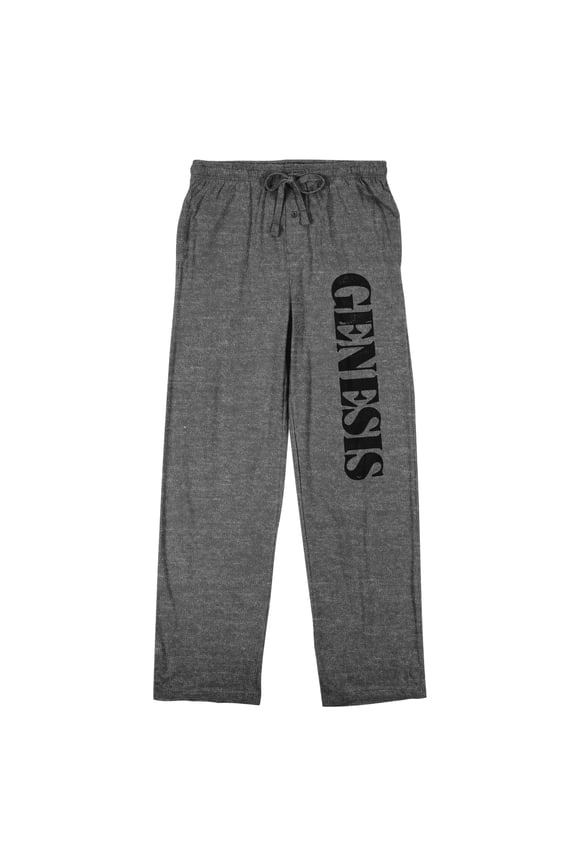 Genesis Band Logo Men's Heather Gray Sleep Pants With Drawstring-Large