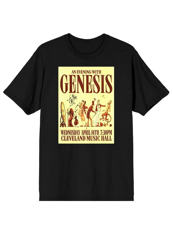 Genesis Belkin Productions Concert Poster Crew Neck Short Sleeve Black Men’s T-shirt-3XL
