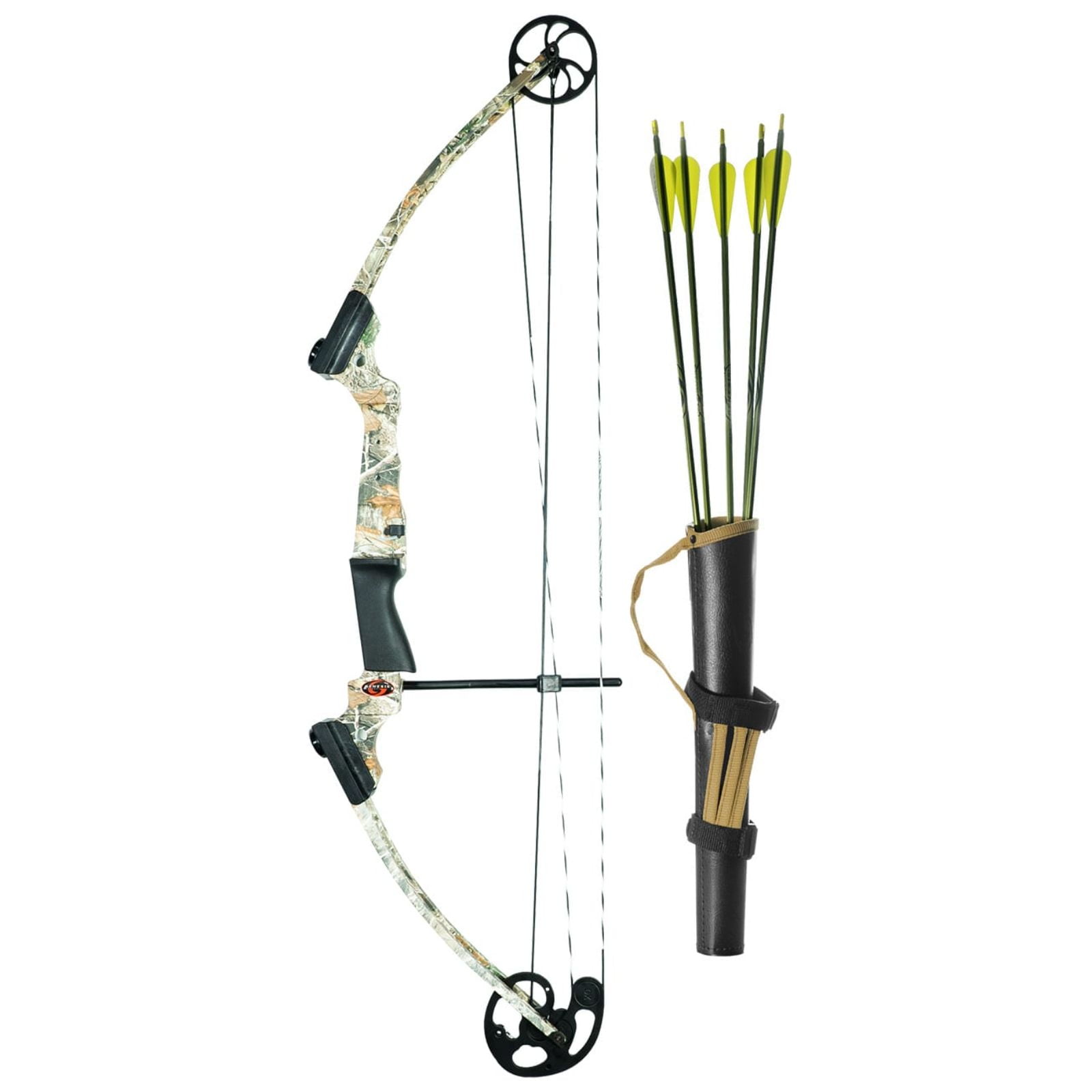 Genesis Compound Bow RH Camo Realtree Edge Kit with Quiver and Arrows