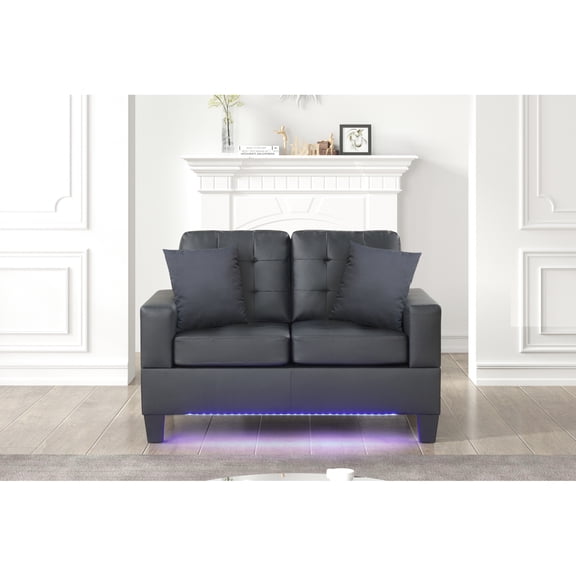 Genesis Fabric With Led Lights, Charging, Stylish Design Elegant Lights & Charging Socket, Black