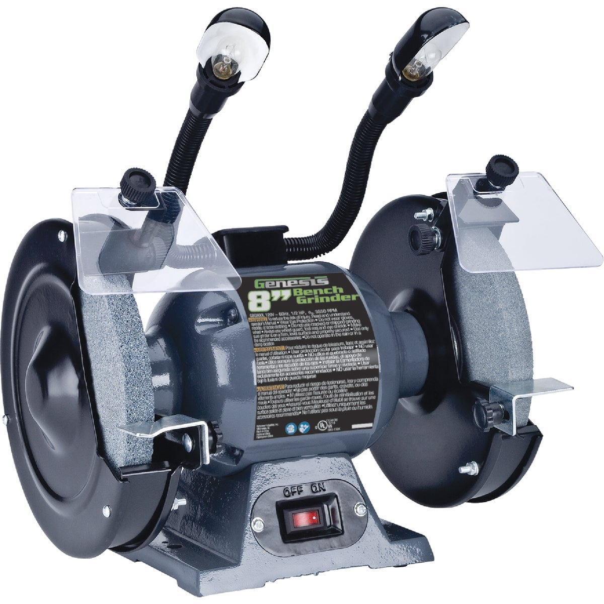 Genesis GBG800L Bench Grinder with Dual Light, 8" 2-Pack
