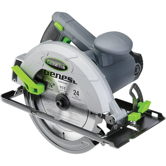 Genesis GCS130 13 Amp 7 1/4" Circular Saw with Metal Lower Guard, Spindle Lock, 24T Carbide Tipped Blade, Rip Guide, and Blade Wrench