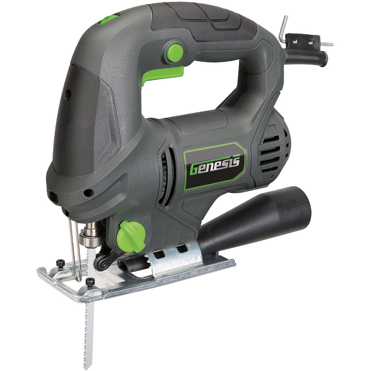 Genesis 5.0 Amp Variable Speed Jig Saw GJS500 - Quick-Change, Orbital, Gray — Heavy-Duty Construction, Professional Use