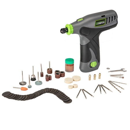 Genesis GLRT08B-65 8V Variable Speed Rotary Tool with Removeable Lithium-Ion Battery Pack, Charger, and 64-Piece Universal Accessory Set with 2 Year Warranty