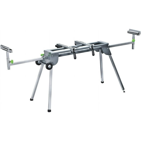 Genesis GMSS400W Universal Heavy-Duty Folding Miter Saw Stand with Quick-Release Mounting Brackets, Tool-Free Adjustment, Wheels, and All-Steel Construction , Gray
