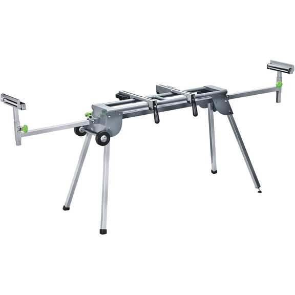 Genesis GMSS400W Universal Heavy-Duty Folding Miter Saw Stand with Quick-Release Mounting Brackets, Tool-Free Adjustment, Wheels, and All-Steel Construction , Gray
