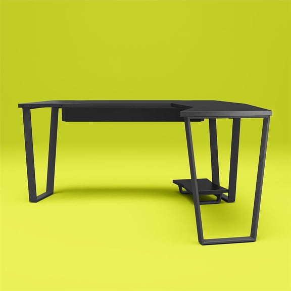 NTENSE Genesis L-Shaped CPU Stand, Corner, Home Gaming, Writing Workstation, Battle Station, Ergonomic Desk, Space Saving, Black