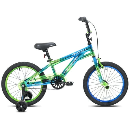 Genesis Glitch BMX Bike, 18" Wheels, Kids Ages 6-9 Years, Blue/Green