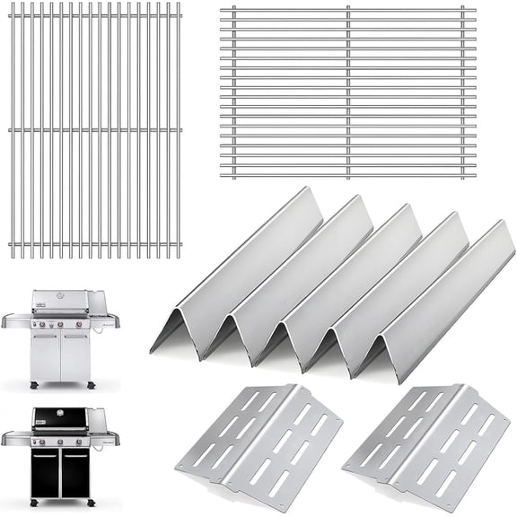 Genesis Grill Replacement Parts for Weber Genesis E-310 E-320 E-330 S-310 S320 S-330 EP-310 EP-320 Gas Grill, Cooking Grates Flavorizer Bars Heat Deflectors for Weber 7620 7622 7528 Grill Accessory