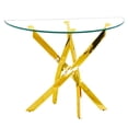 thumbnail image 1 of Genesis Half-Moon Console Table (Gold) - Modern-style Tempered Glass Table with Stylish Geometric-Shaped Shiny Chrome Metal Legs (W40xD15xH30 Inches), 1 of 1