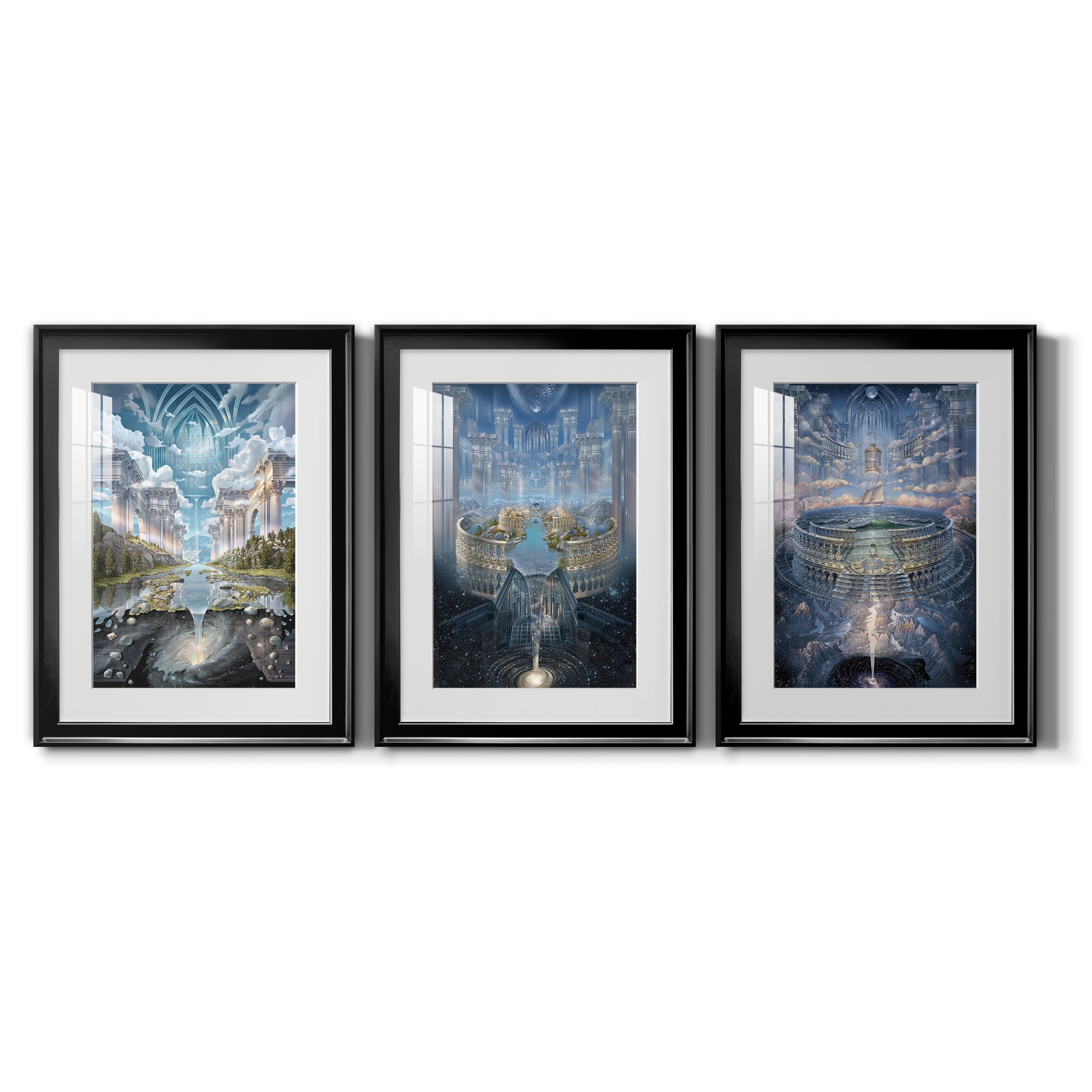 Genesis II Premium Framed Prints Set of 3 - Ready to Hang - 18 x 24 Each - Black Frame