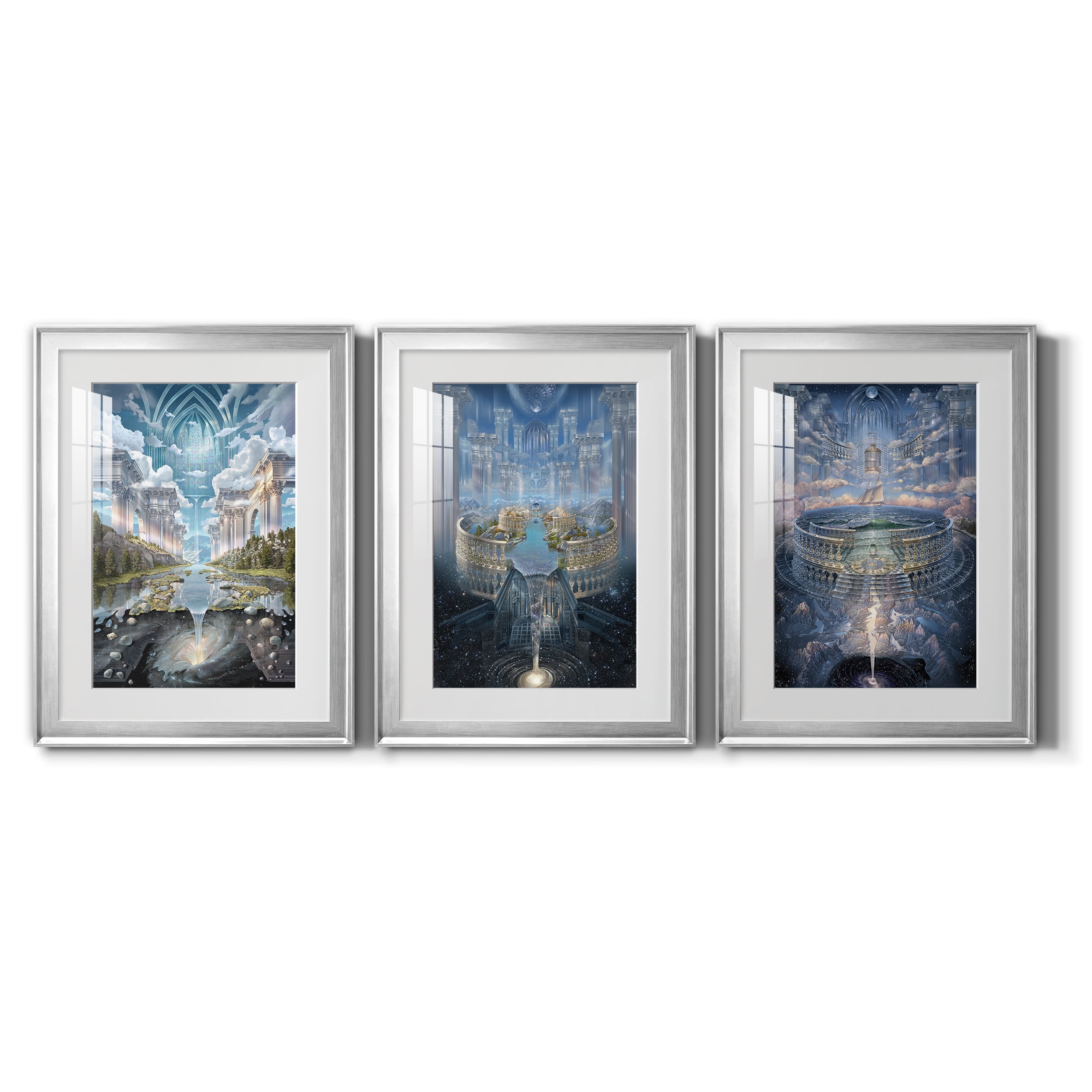 Genesis II Premium Framed Prints Set of 3 - Ready to Hang - 18 x 24 Each - Silver Frame