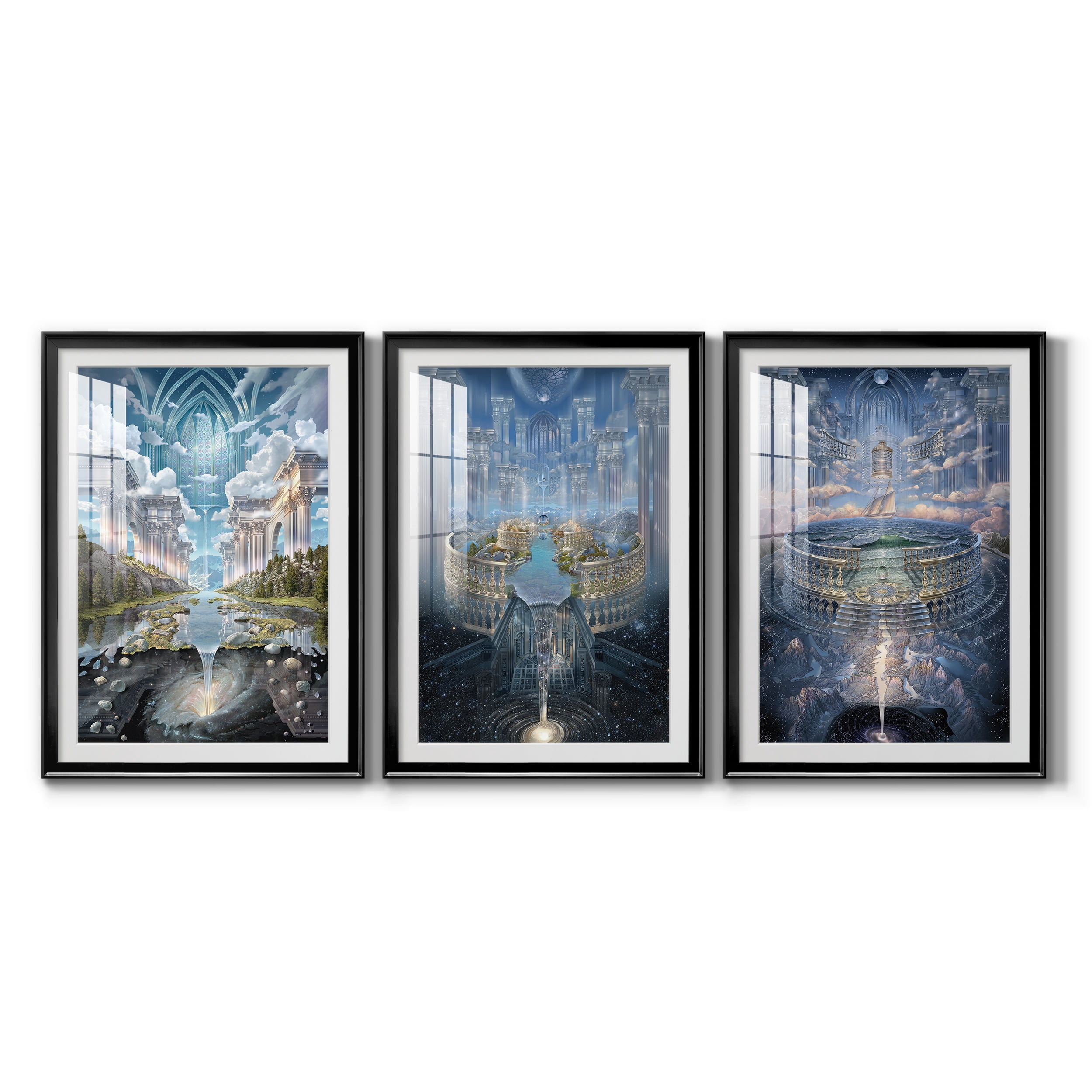 Genesis II Premium Framed Prints Set of 3 - Ready to Hang - 26.5 x 36.5 Each - Black Frame