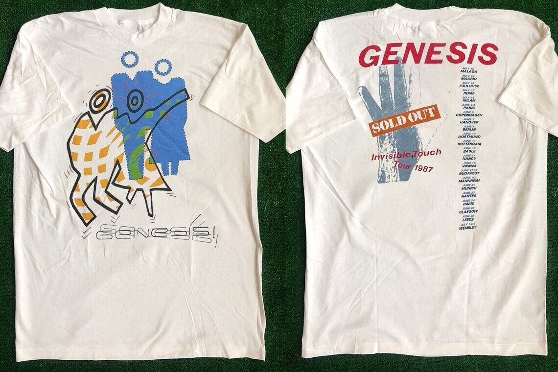 Genesis Invisible Touch Tour 1987 Sold Out TShirt White Music Band 80s