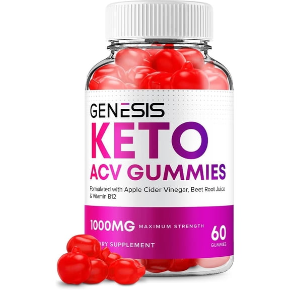 Genesis Keto ACV Gummies - Official - Keto Genesis ACV Advanced Formula Plus Apple Cider Vinegar Dietary Supplement B12 Beet Root Juice Men Women 60 Gummies