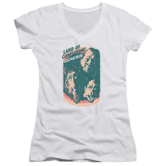 Genesis - Land Of Confusion - Juniors Cap Sleeve V-Neck Shirt - X-Large