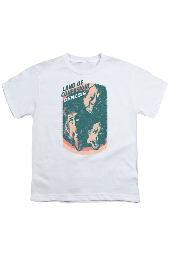 Sportswear PERRY194-YT-4 Genesis Land of Confusion Youth Short Sleeve T-Shirt, White - Extra Large