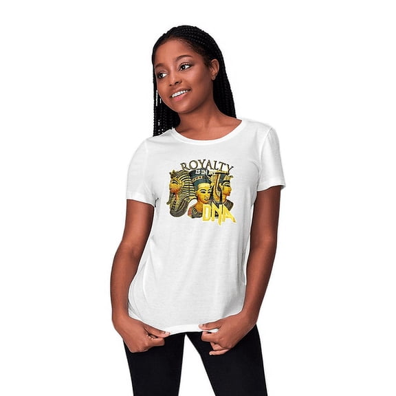Genesis & Luke "ROYALTY is in my DNA" Print Short Sleeve Tee Shirts For Women