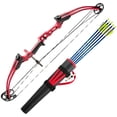 thumbnail image 1 of Genesis Mini, Youth Compound Bow & Arrow Set w/Quiver, Draw Hand-Right, Red, 1 of 12