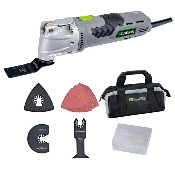 Genesis Oscillating Tool 3.5 Amp Oscillating Multi Tool with 3.7 Oscillation Angle, 6 Variable-Speeds with 16-Piece Accessory Set, Storage Box, Carrying Bag, and 2 Year Warranty (GMT35T)