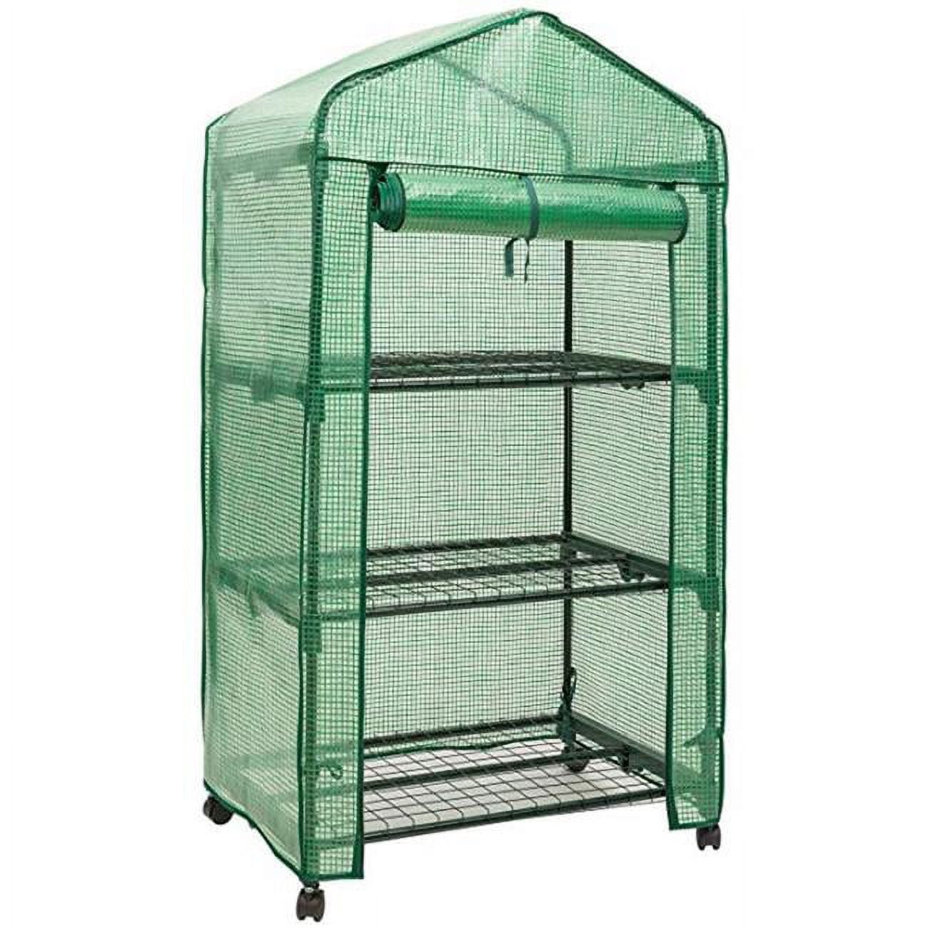 Genesis Green 3-Tier Portable Rolling Greenhouse with Metal Frame
