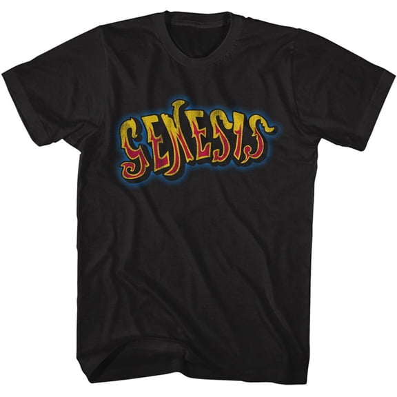 Genesis Retro Color Logo Black Adult T-Shirt 6Xl