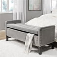 thumbnail image 1 of Posh Living Genesis Tufted Velvet Storage Bench with Nailhead Trim in Gray, 1 of 7