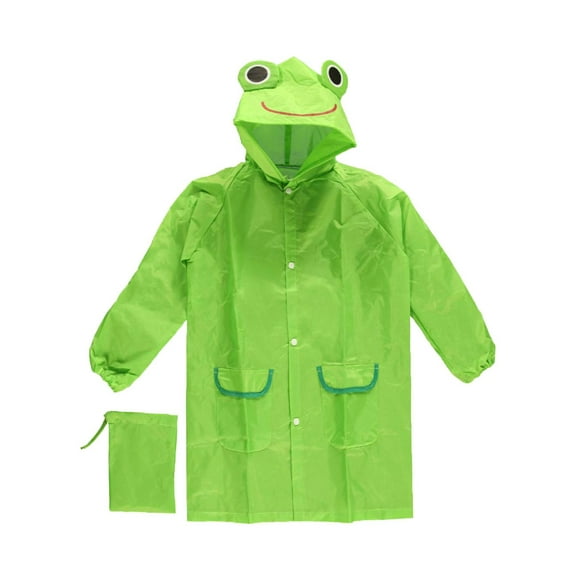 Genesis21 Kids Waterproof Rain Coat with Frog Graphic – Lightweight Polyester Hooded Jacket for Toddlers and Children