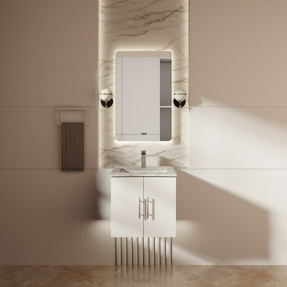 Geneva 24 in. W Glossy White Bath Vanity