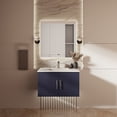 thumbnail image 1 of Geneva 30 in. W Navy Blue Vanity, White Quartz Top, Faucet Set, and 30 in. LED Mirror, 1 of 11