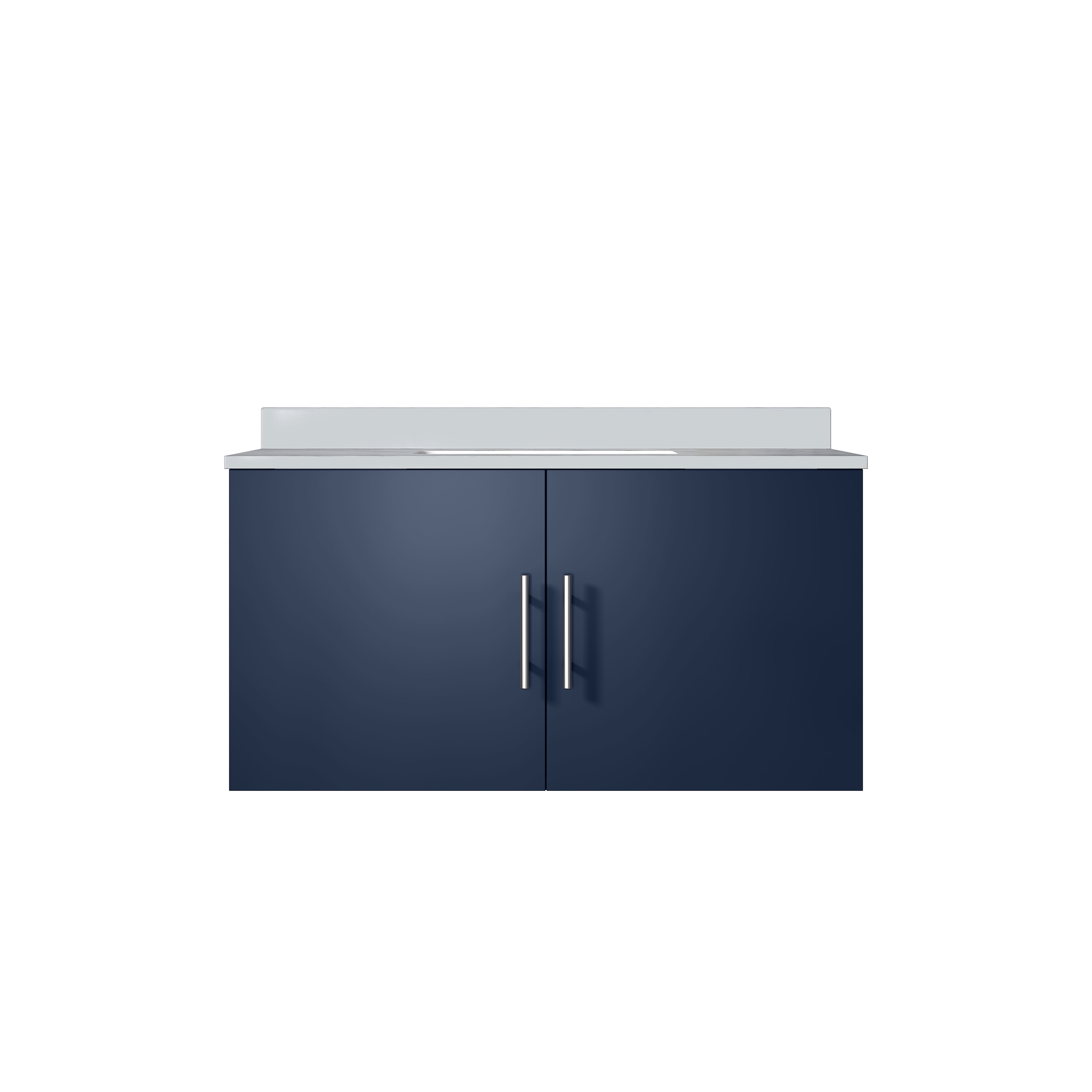 Geneva 36" Navy Blue Floating Bathroom Vanity with White Quartz Top
