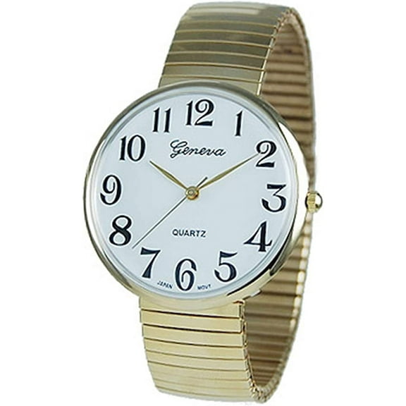Geneva 37 mm Large Number Easy Read Dial Japanese Movt Adult Unisex  Stretch Watch