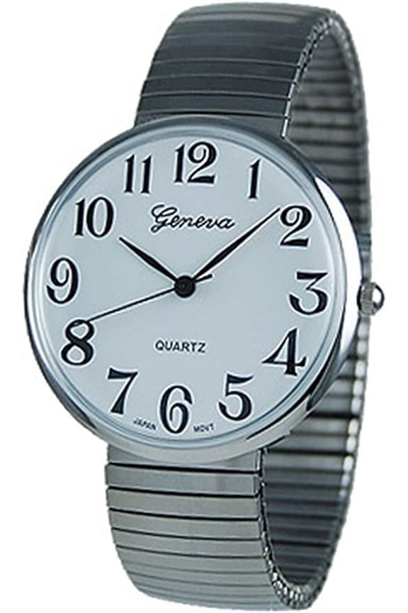 Womens 37mm Stretch Watch Large Number Easy-Read Dial, Japanese Quartz Movement