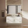 thumbnail image 1 of Geneva 48 in. W Glossy White Bath Vanity, White Quartz Top, and 48 in. LED Mirror, 1 of 11
