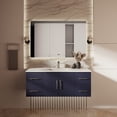 thumbnail image 1 of Geneva 48 in. W Navy Blue Vanity, White Quartz Top, Faucet Set, and 48 in. LED Mirror, 1 of 11