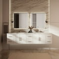 thumbnail image 1 of Geneva 84 in. W Glossy White Double Vanity, Cultured Marble Top, and 36 in. LED Mirrors, 1 of 11