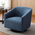 thumbnail image 1 of Comfort Pointe Geneva Cadet Blue Wood Base Swivel Chair, 1 of 7